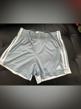 adidas Gray Drawstring Athletic Shorts with Subtle Trim